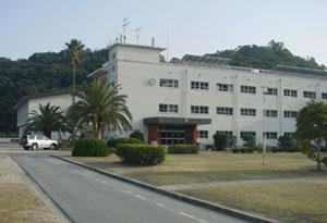敷地内の樹木と山口大学教育学部附属光中学校外観の写真
