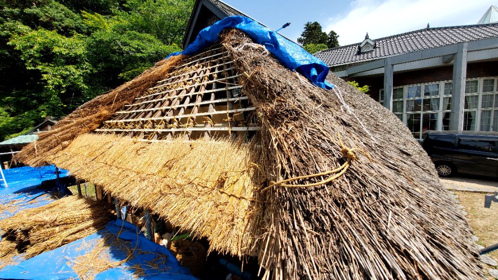 伊藤公生家かやぶき屋根葺き替え工事