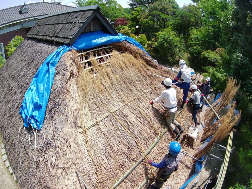 伊藤公生家かやぶき屋根葺き替え工事