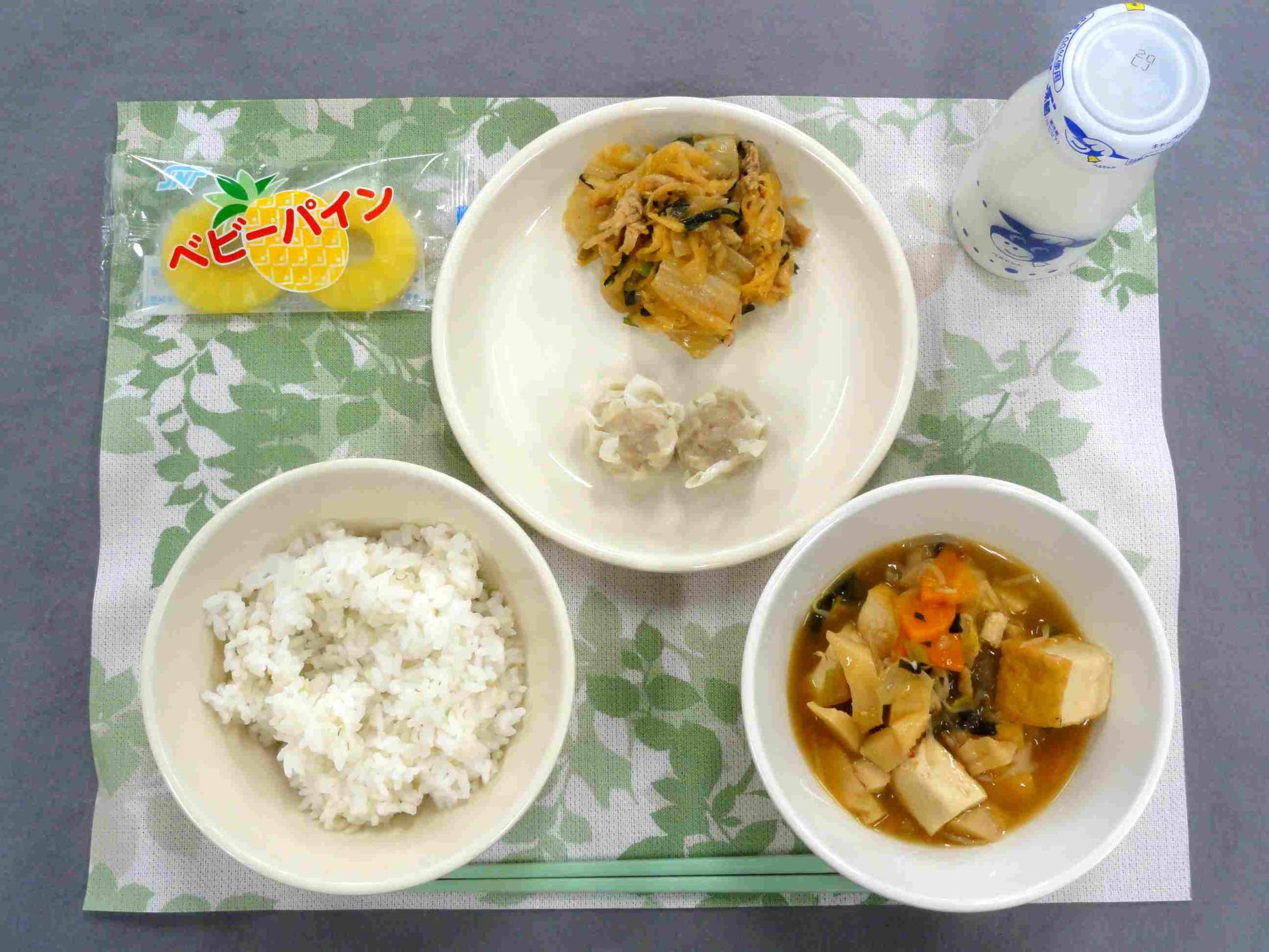 9月15日の給食の拡大写真
