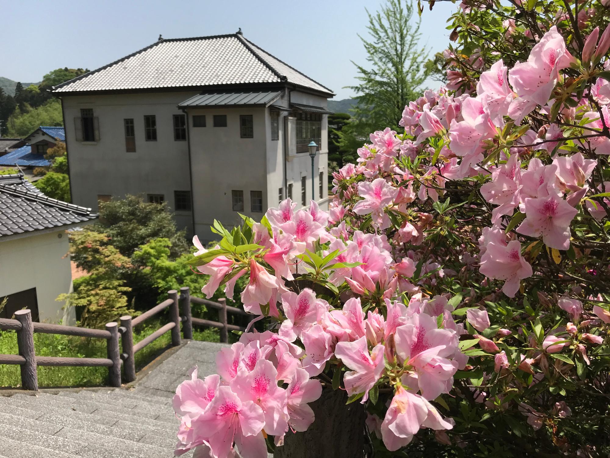 旧伊藤博文邸とつつじの写真