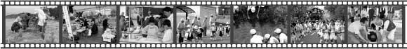 映画のフィルムのように加工された7枚の光市のイベントの写真