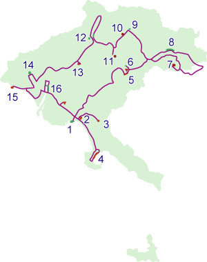 タウンウォッチングの順路を示した広域地図画像