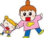 おそろいのピンク色の服を着た母親と女の子のイラスト