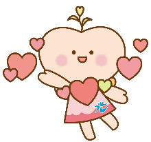ハート型の顔のピンク色を基調としたイメージキャラクターのイラスト