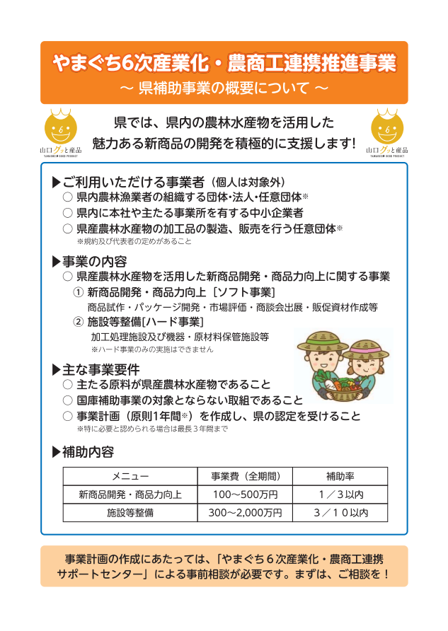 令和8年度やまぐち6次産業化・農商工連携推進事業（表）